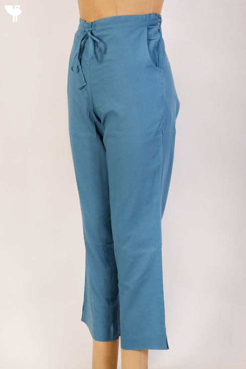 Cambric Cotton Pants In Indigo Blue